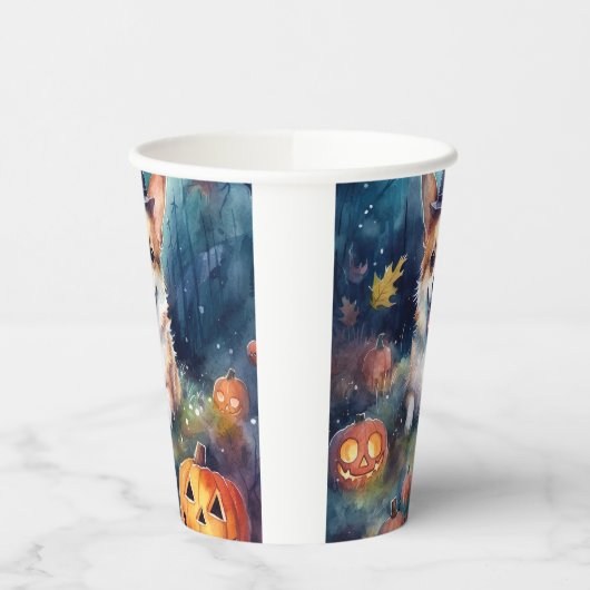 Halloween Corgi met pompoenen eng Papieren Bekers (Links)