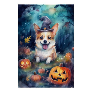 Halloween Corgi met pompoenen eng Perfect Poster