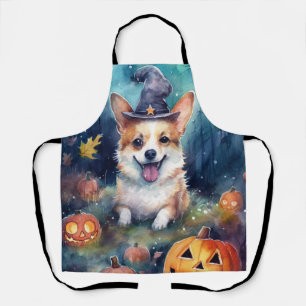 Halloween Corgi met pompoenen eng Schort