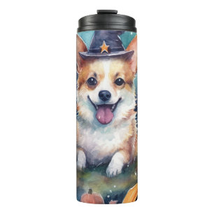 Halloween Corgi met pompoenen eng Thermosbeker