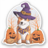 Halloween Corgi Square Sticker (Voorkant)