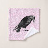 Halloween corneille ou corbeau rose et noir (Gant de toilette)