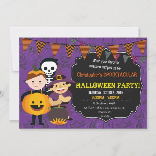 HALLOWEEN COSTUME ANNIVERSAIRE INVITATION (Devant)