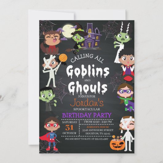 Halloween Costume Anniversaire Invitation (Devant)