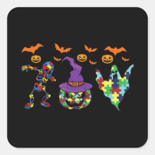 Halloween costume Autism Awareness Pumpkin Witch P Vierkante Sticker