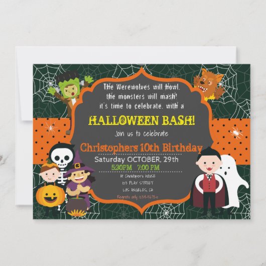 HALLOWEEN COSTUME BASTHDAY INVITATION (Devant)