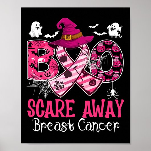 Halloween Costume Boo Scare Away Breast Cancer Poster (Voorkant)