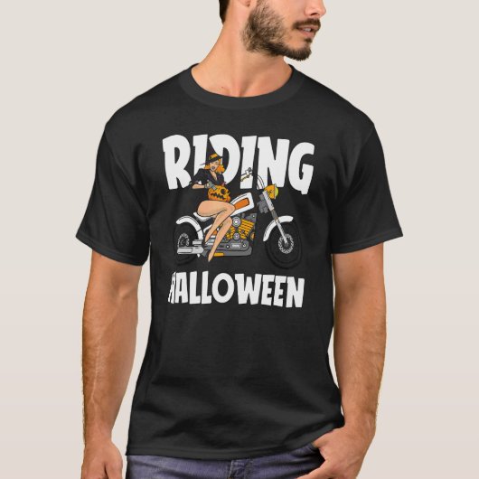 Halloween Costume Cool Motorcycle Witch Pum T-shirt (Voorkant)