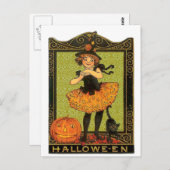 Halloween Costume en Cat Briefkaart (Voorkant / Achterkant)