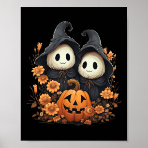 Halloween Costume  Floral Ghost Pumpkin Fun Poster