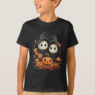 Halloween Costume Floral Ghost Pumpkin Fun T-shirt