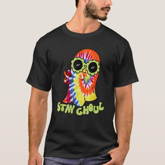 Halloween Costume Groovy Ghost Stay Ghoul Tie Dye T-shirt (Voorkant)