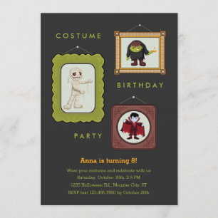 Halloween Costume Kids Birthday Party Invitation Kaart