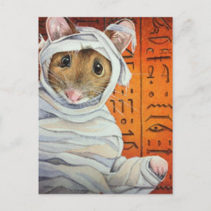 Halloween Costume Mummy Mouse Waterverf Art Briefkaart