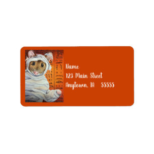 Halloween Costume Mummy Mouse Waterverf Art Etiket