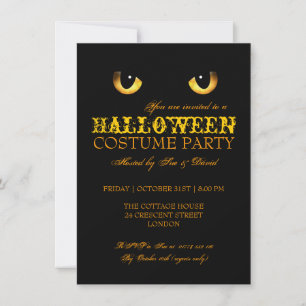 Halloween Costume Party Black Cat Yellow Kaart
