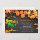 Halloween Costume Party Black Sinaasappel Kaart (Voorkant)