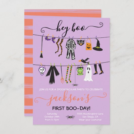Halloween Costume Party Clothesline invitation (Devant / Derrière)