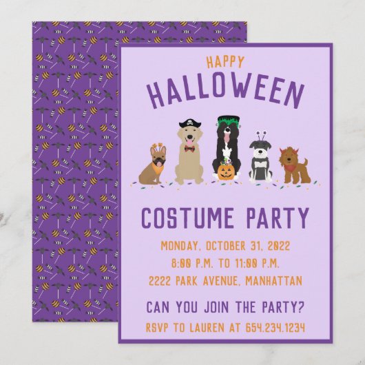 Halloween Costume Party Dogs Kaart (Voorkant / Achterkant)