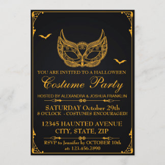 Halloween Costume Party Gold Kaart
