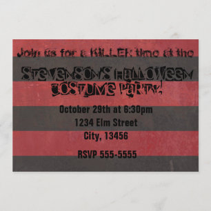 Halloween Costume Party Horror Freddy Invitation Kaart