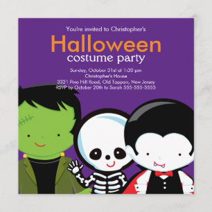 Halloween Costume Party Invitation Cute Monsters Kaart