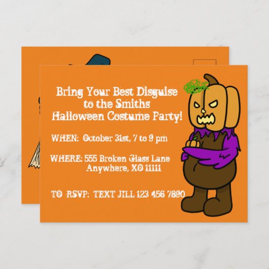 Halloween Costume Party sur mesure invitation (Devant / Derrière)