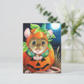 Halloween Costume Pumpkin Mouse Waterverf Art Briefkaart (Staand voorkant)