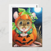 Halloween Costume Pumpkin Mouse Waterverf Art Briefkaart (Voorkant / Achterkant)