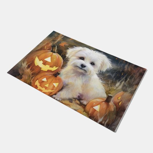 Halloween Coton de tulear with Pumpkins Scary Deurmat (Schuin)