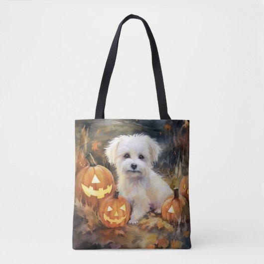 Halloween Coton de tulear with Pumpkins Scary Draagtas (Voorkant)