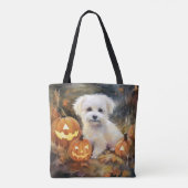 Halloween Coton de tulear with Pumpkins Scary Draagtas (Achterkant)