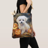 Halloween Coton de tulear with Pumpkins Scary Draagtas (Dichtbij)