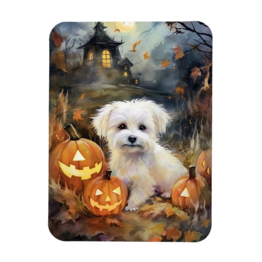 Halloween Coton de tulear with Pumpkins Scary Magneet (Verticaal)
