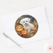 Halloween Coton de tulear with Pumpkins Scary Ronde Sticker (Envelop)