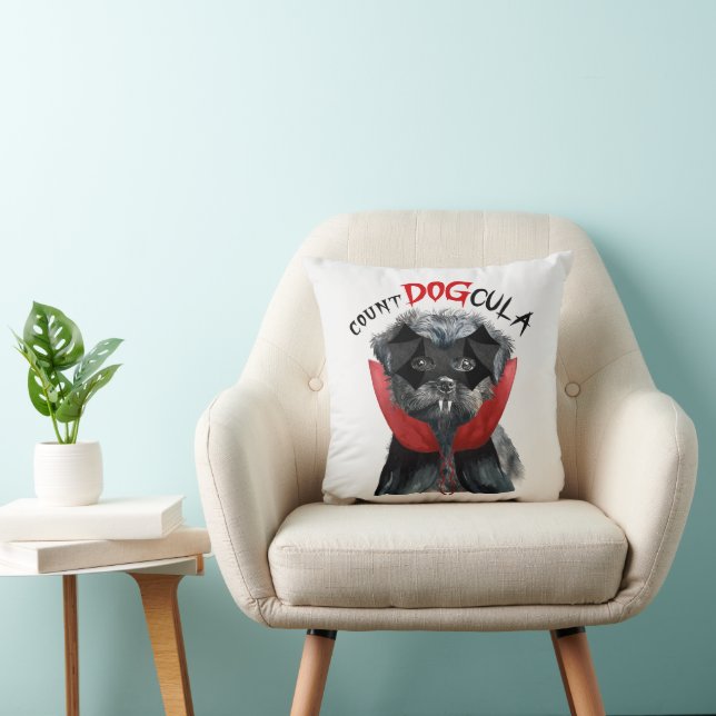 Halloween Count DOGcula Affenpinscher Hond Kussen (Stoel)
