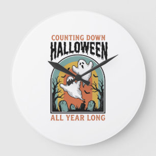 Halloween Countdown T-shirt Vintage Kerkhof Grafis Grote Klok