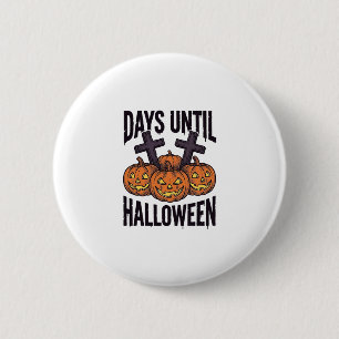 Halloween Countdown T-shirt Vintage Pompoen Design Ronde Button 5,7 Cm