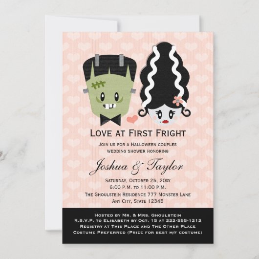 Halloween Couples Wedding Shower Invitations Kaart (Voorkant)