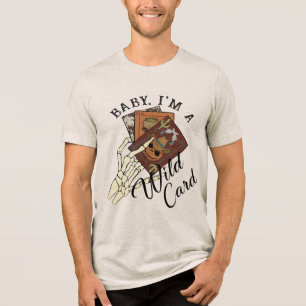 Halloween Cowboy Desert Skeleton Grappig Tri-Blend Shirt