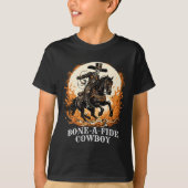 Halloween Cowboy Spooky Skeleton Rodeo Paard T-shirt (Voorkant)