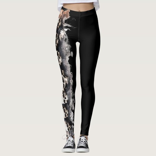 Halloween Crâne conception Leggings (Devant)