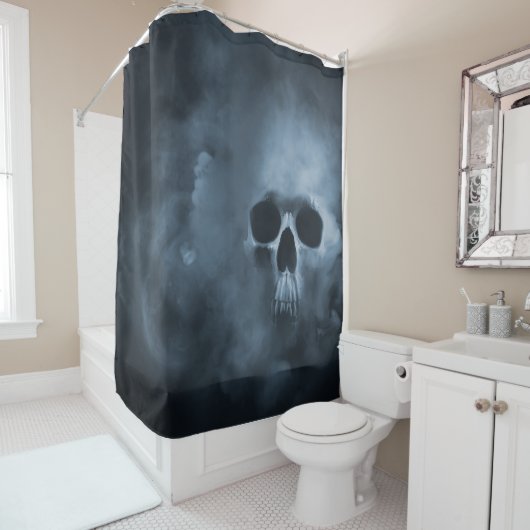 Halloween Crâne dans fumée Nuage Douche rideau (En situation)