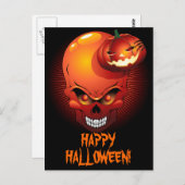 Halloween crâne et carte postale Citrouille (Devant / Derrière)
