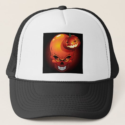 Halloween crâne et Casquette Citrouille (Devant)
