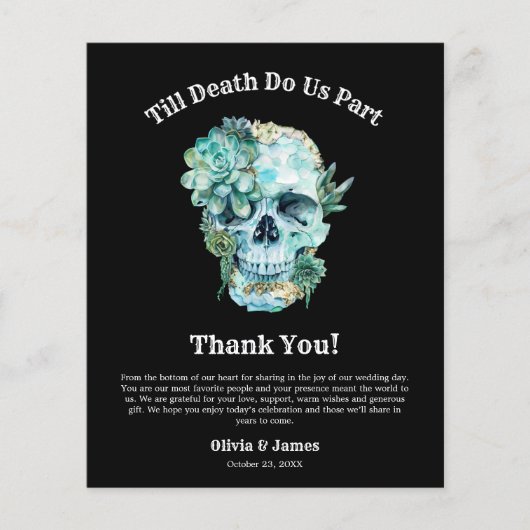 Halloween crâne floral Carte de remerciements Mari (Devant)