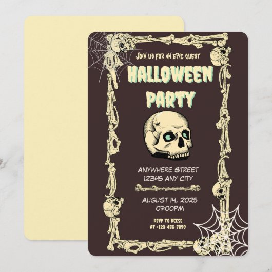 Halloween crâne froid Invitation : Oser oser à (Devant / Derrière)
