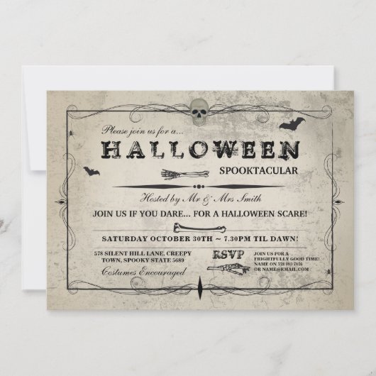 Halloween Crâne Invitation Costume gothique Fête d (Devant)