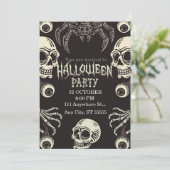 Halloween Crâne Invitation noir blanc (Debout devant)