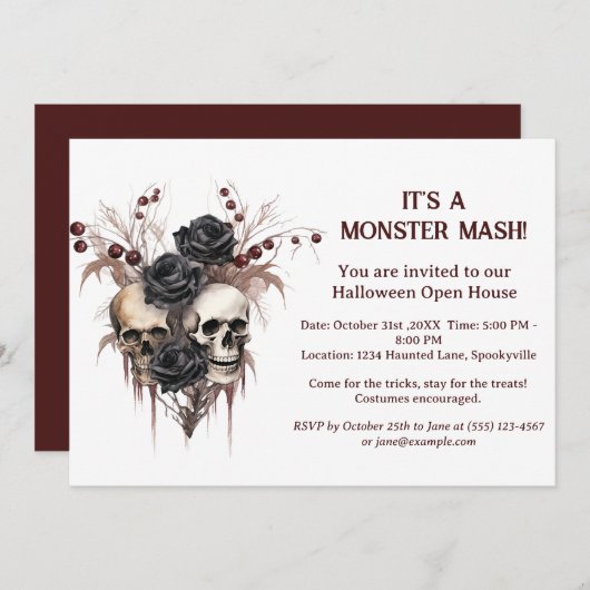 Halloween crâne Open House Invitation (Devant / Derrière)
